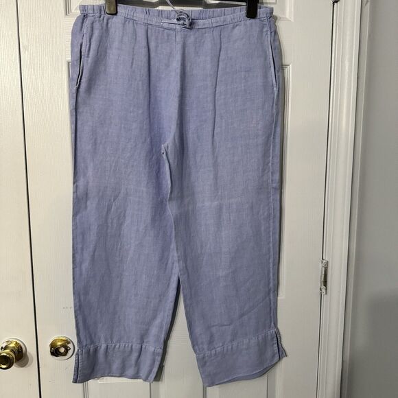 KIKO Comfortable Clothing Sz M Linen Pants Casual Lounge Pockets Blue‎ - Picture 1 of 9